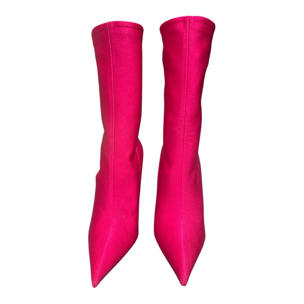 Hot Pink Stiletto Sock Boots - Picture 2 of 5